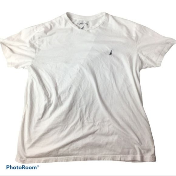 NAUTICA 100% cotton white t-shirt men’s Large EUC - Picture 1 of 3